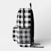 Eleganter Schwarz-weißer Gingham-Brief K Bedruckter Rucksack (Rechts)