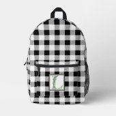 Eleganter Schwarz-weißer Gingham-Brief L Bedruckter Rucksack (Vorderseite)