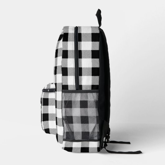 Eleganter Schwarz-weißer Gingham-Brief N Bedruckter Rucksack (Rechts)