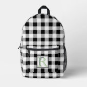 Eleganter Schwarz-weißer Gingham-Brief R Bedruckter Rucksack (Vorderseite)
