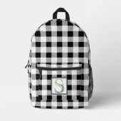 Eleganter Schwarz-weißer Gingham-Monogramm-Brief S Bedruckter Rucksack (Vorderseite)