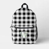 Eleganter Schwarz-weißer Gingham-Monogramm-Brief W Bedruckter Rucksack (Vorderseite)