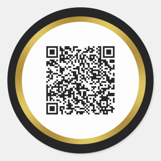 Eleganter Schwarz-weißer Gold Scan QR Code Runder Aufkleber (Vorderseite)