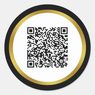 Eleganter Schwarz-weißer Gold Scan QR Code Runder Aufkleber