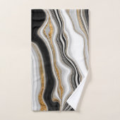 Eleganter Schwarz-weißer Goldmarmor Badhandtuch Set (Handtuch)