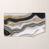 Eleganter Schwarz-weißer Goldmarmor Badhandtuch Set (Handtuch)