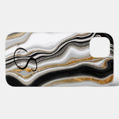 Eleganter Schwarz-weißer Goldmarmor Case-Mate iPhone Hülle (Rückseite (Horizontal))