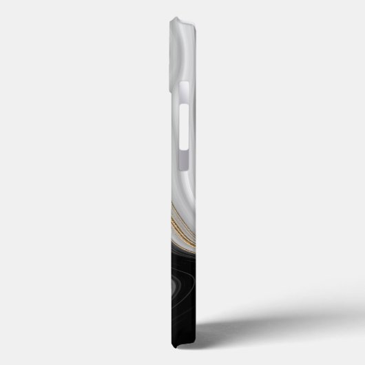 Eleganter Schwarz-weißer Goldmarmor Case-Mate iPhone Hülle (Rückseite / Links)