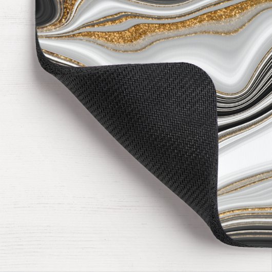 Eleganter Schwarz-weißer Goldmarmor Mousepad (Ecke)