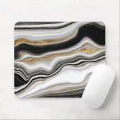 Eleganter Schwarz-weißer Goldmarmor Mousepad (Mit Mouse)