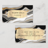 Eleganter Schwarz-weißer Goldmarmor Pinselstrich Visitenkarte (Vorne/Hinten)