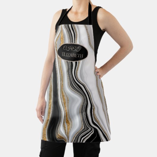 Eleganter Schwarz-weißer Goldmarmor Schürze (InSitu)