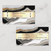 Eleganter Schwarz-weißer Goldmarmor Visitenkarte (Vorne/Hinten)