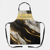 Eleganter Schwarz-weißer Goldmarmorstein Schürze (Vorderseite)