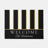 Eleganter Schwarz-weißer Goldrand - Willkommen Fußmatte (Vorderseite)