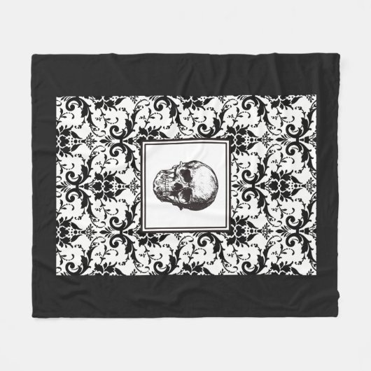 Eleganter schwarz-weißer Gothic-Schädel Fleecedecke (Vorderseite (Horizontal))
