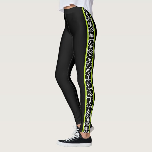 Eleganter Schwarz-weißer grüner stilvoller Leggings (Links)