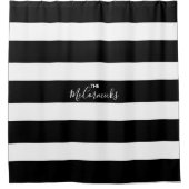 Eleganter Schwarz-weißer Handschrift Duschvorhang (Vorderseite)