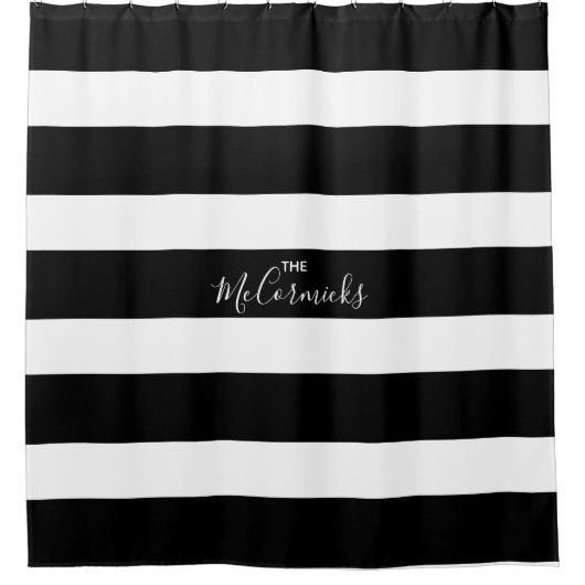 Eleganter Schwarz-weißer Handschrift Duschvorhang (Vorderseite)
