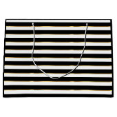 Eleganter Schwarz-weißer, horizontaler Streifen Große Geschenktüte (Vorderseite)