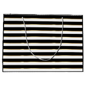 Eleganter Schwarz-weißer, horizontaler Streifen Große Geschenktüte (Rückseite)