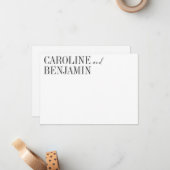 Eleganter Schwarz-weißer Individuelle Name Hochzei Mitteilungskarte (Vorderseite/Rückseite Beispiel)