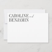 Eleganter Schwarz-weißer Individuelle Name Hochzei Mitteilungskarte (Vorderseite)