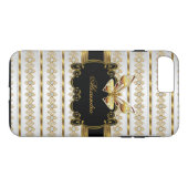 Eleganter Schwarz-weißer Jewel Stripe Butterfly Case-Mate iPhone Hülle (Rückseite (Horizontal))