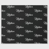 Eleganter Schwarz-weißer Kalligraphiename Geschenkpapier (Flach)