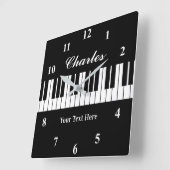 Eleganter schwarz-weißer Klavierschlüssel Quadratische Wanduhr (Winkel)