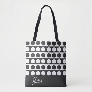 Eleganter schwarz-weißer Kreis auf Streifen Tasche