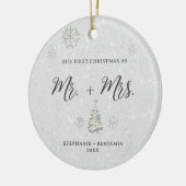 Eleganter Schwarz-weißer Kristall Unsere ersten We Keramik Ornament (Links)