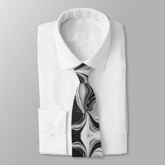 Eleganter schwarz-weißer Marmor Krawatte (Gebunden)