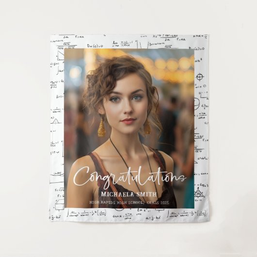 Eleganter Schwarz-weißer Math Foto Abschluss Wandteppich (Vorderseite)