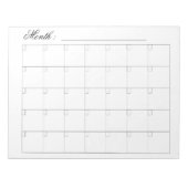 Eleganter Schwarz-weißer Monatskalender Notizblock (Vorderseite)
