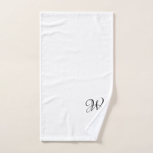 Eleganter Schwarz-weißer Monogramm-Initial-Chic Badhandtuch Set (Handtuch)