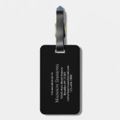 Eleganter Schwarz-weißer Name für Monogramm-Skript Gepäckanhänger (Rückseite vertikal)