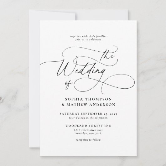 Eleganter Schwarz-weißer QR-Code Einladung (Vorderseite)