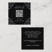 Eleganter schwarz-weißer QR Code Hochzeitsdetails Begleitkarte (Vorne/Hinten)
