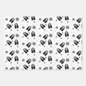 Eleganter Schwarz-weißer Rentier und Christbaum Geschenkpapier Set (Vorderseite 3)