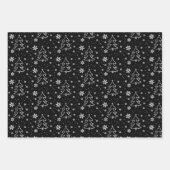 Eleganter Schwarz-weißer Rentier und Christbaum Geschenkpapier Set (Vorderseite 2)