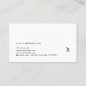 Eleganter Schwarz-weißer Schere Friseurstylist Visitenkarte (Rückseite)