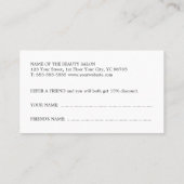 Eleganter Schwarz-weißer Scheren Haarsalon Coupon (Rückseite)