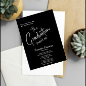 Eleganter Schwarz-weißer Script Typografy Abschlus Einladung