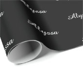 Eleganter Schwarz-weißer Skriptname Geburtstag Geschenkpapier (Rolleneckpunkt)