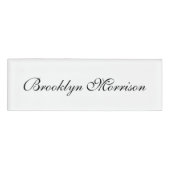 Eleganter Schwarz-weißer Skriptname Namenschild (Vorderseite)