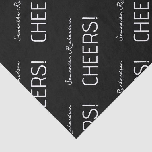 Eleganter Schwarz-weißer Skriptname Seidenpapier (Detail)