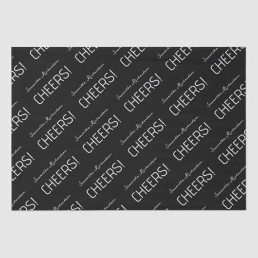 Eleganter Schwarz-weißer Skriptname Seidenpapier (Vorderseite)