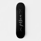 Eleganter Schwarz-weißer Skriptname Skateboard (Vorne)