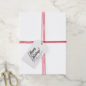 Eleganter Schwarz-weißer Skripttext Holidays Geschenkanhänger (Mit Garn)